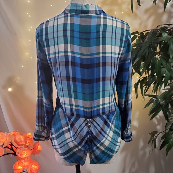 Talbots Womens SP Plaid Button-up Collared Split Back Cozy Long Sleeve Shirt - Picture 3 of 9